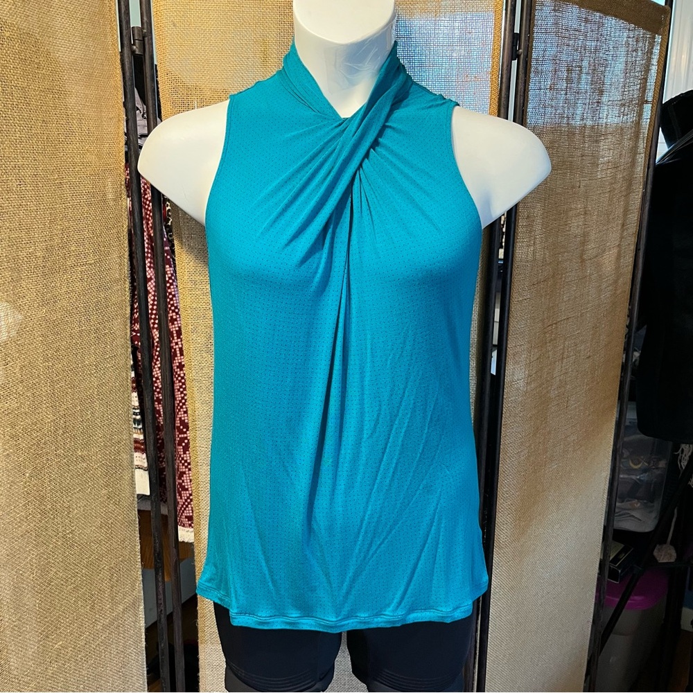 Worthington Teal Ruched Sleeveless Blouse